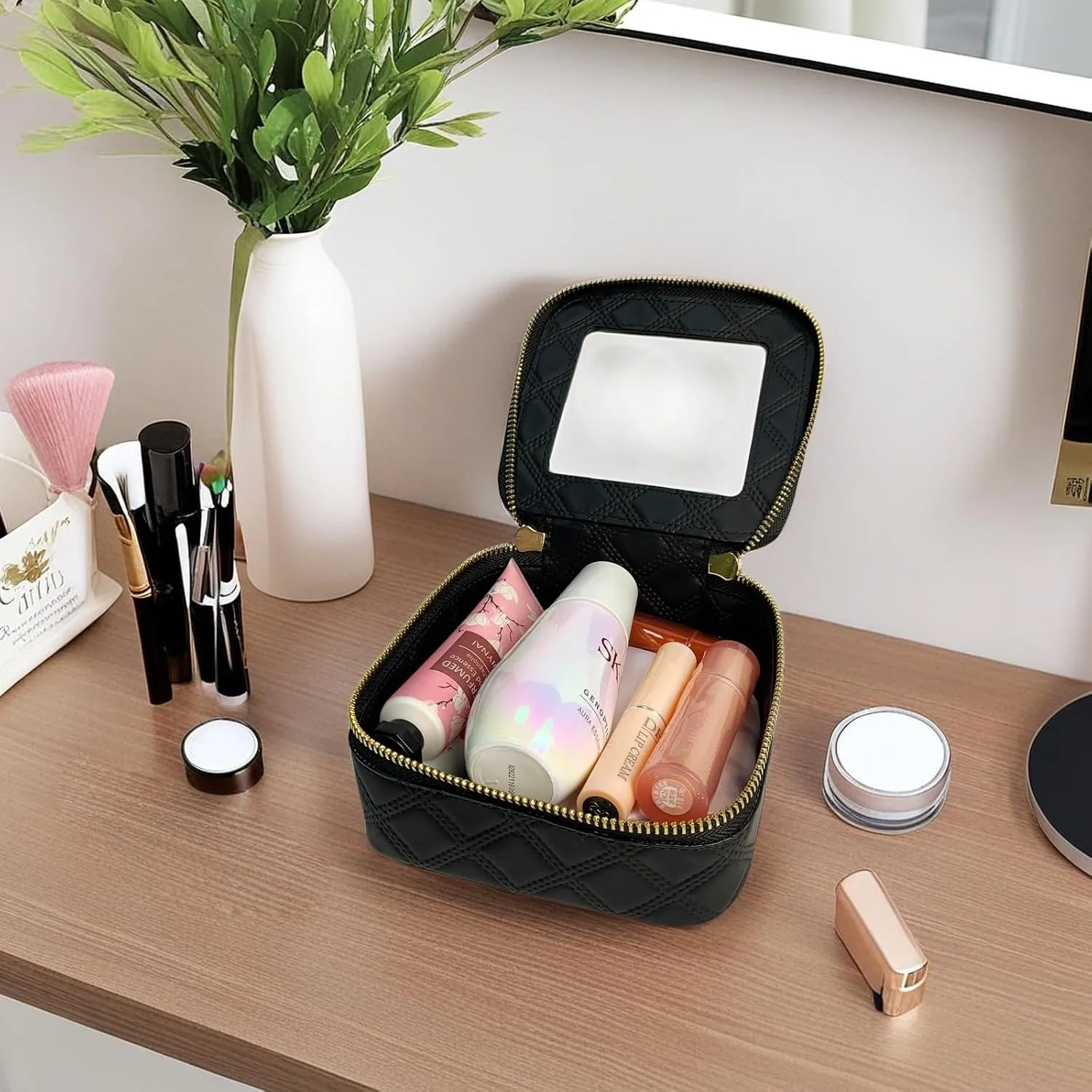 Clear Cosmetic Bag Travel Toiletry Bag Organizer for Women, Waterproof Small Makeup Bag, Skincare Makeup Case Pouch with Zippers for Daily Use