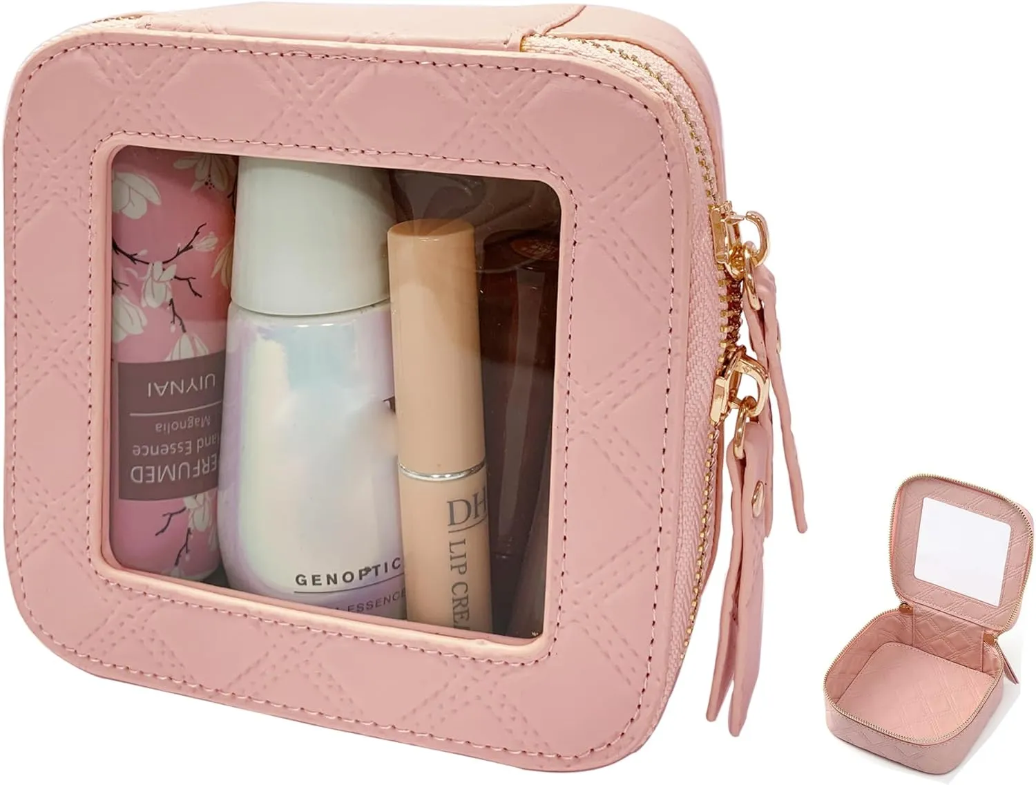 Clear Cosmetic Bag Travel Toiletry Bag Organizer for Women, Waterproof Small Makeup Bag, Skincare Makeup Case Pouch with Zippers for Daily Use