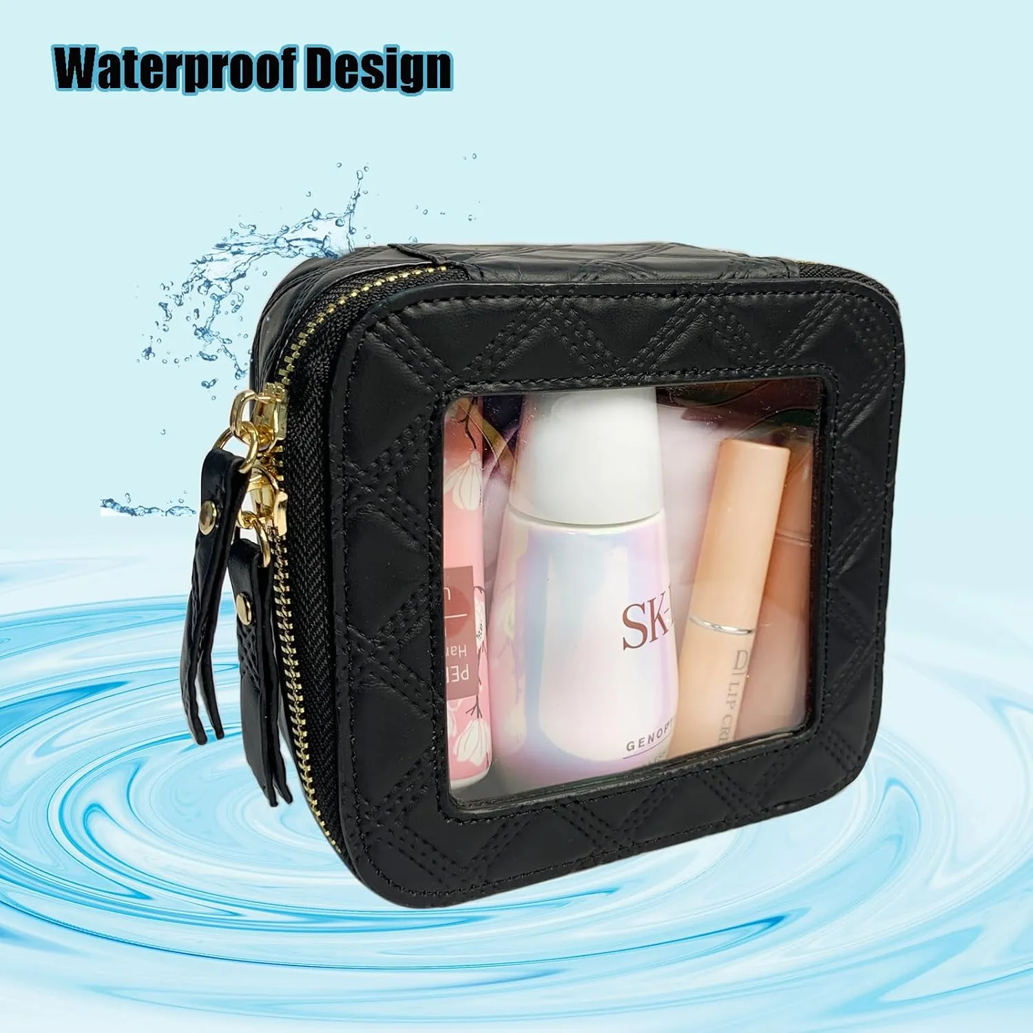 Clear Cosmetic Bag Travel Toiletry Bag Organizer for Women, Waterproof Small Makeup Bag, Skincare Makeup Case Pouch with Zippers for Daily Use