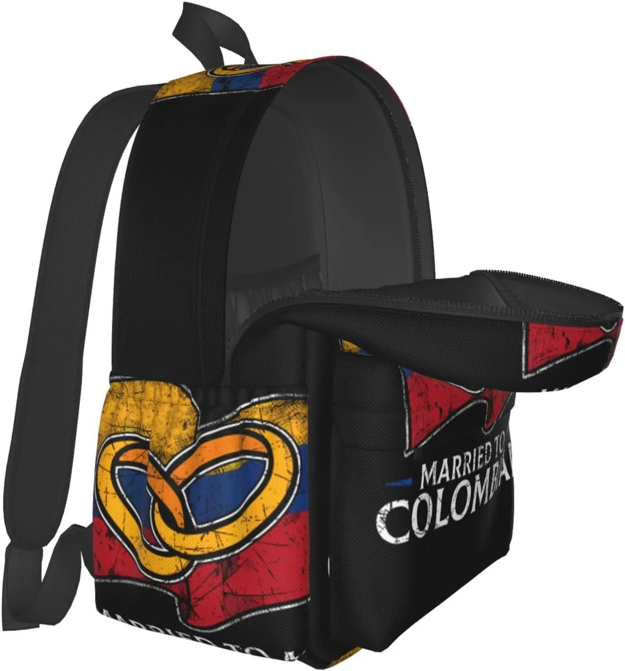 Colombia Marriage Colombian Married Flag Culture Laptop Commuter Backpack Shoulder Bag Casual Back Pack Daypack Bags With Side Pockets For Work Travel Daily Use