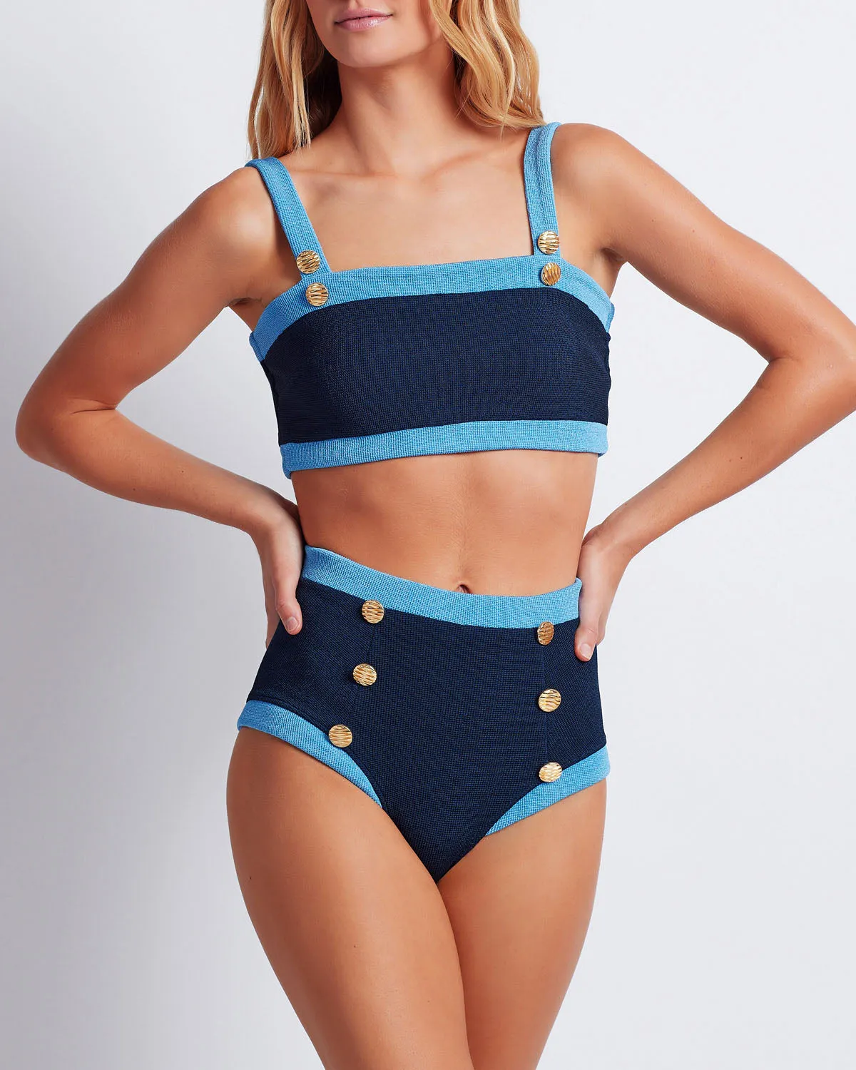 Colorblock Knit Bikini Top