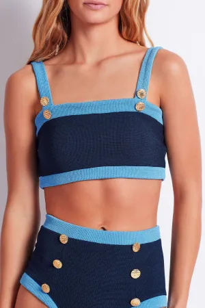Colorblock Knit Bikini Top