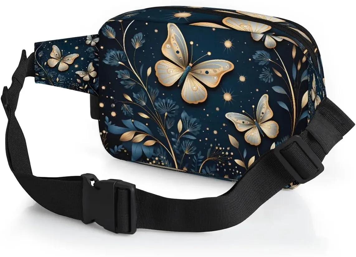 Creative Butterflies Crossbody Bags for Women Trendy Waterproof Fanny Pack with Adjustable Strap Fanny Pack for Travel Shopping Running and Daily Use