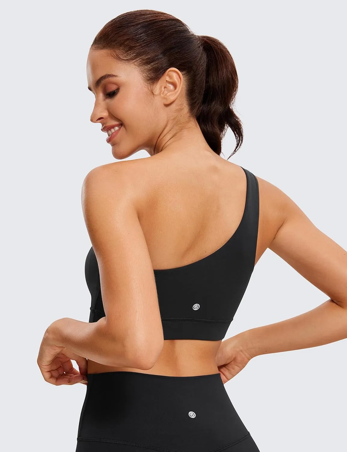 CRZ YOGA Butterluxe Womens One Shoulder Sports Bra - Sleeveless One Strap Low Impact Asymmetrical Workout Yoga Tops