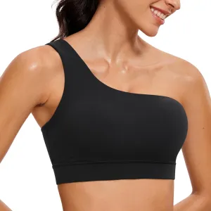 CRZ YOGA Butterluxe Womens One Shoulder Sports Bra - Sleeveless One Strap Low Impact Asymmetrical Workout Yoga Tops