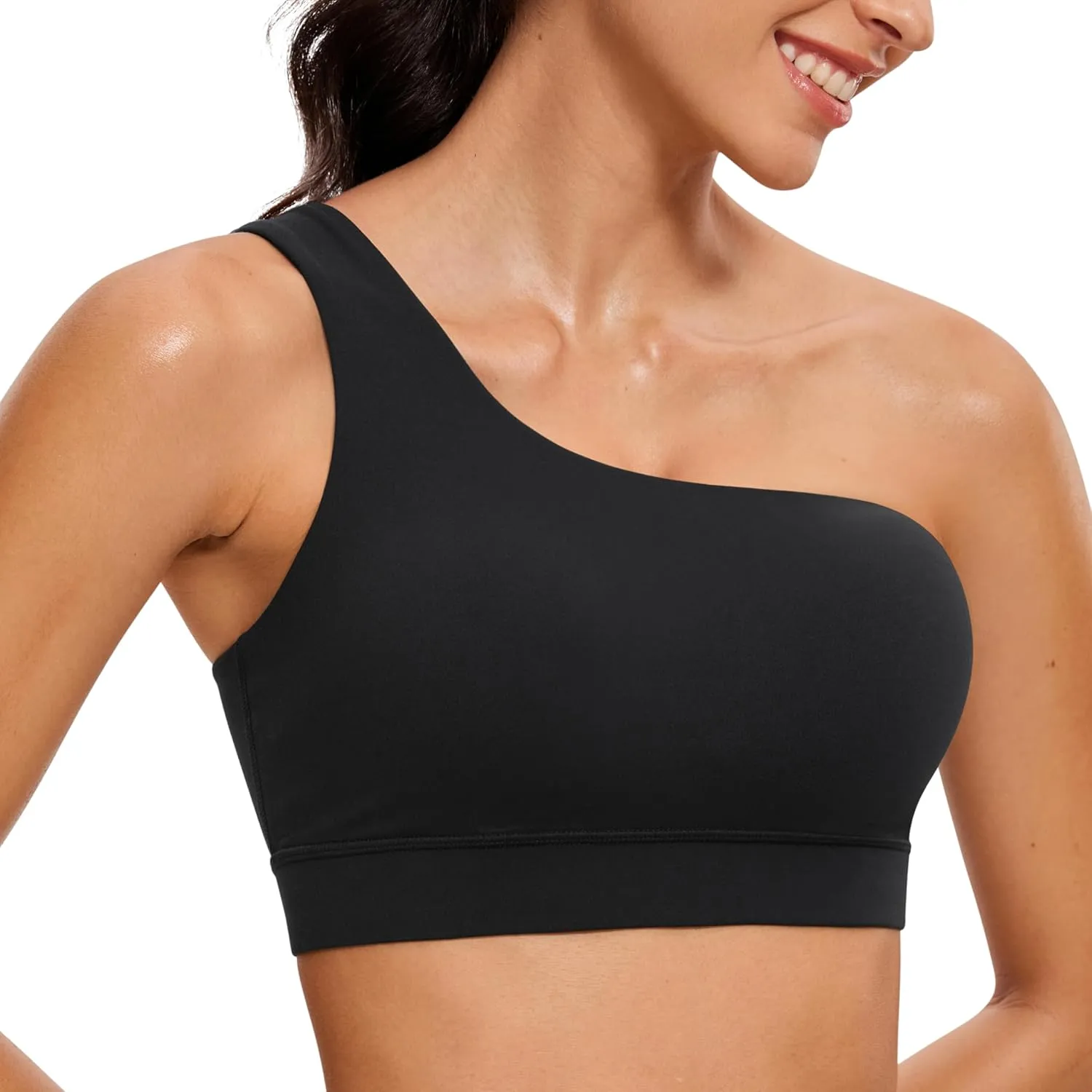 CRZ YOGA Butterluxe Womens One Shoulder Sports Bra - Sleeveless One Strap Low Impact Asymmetrical Workout Yoga Tops