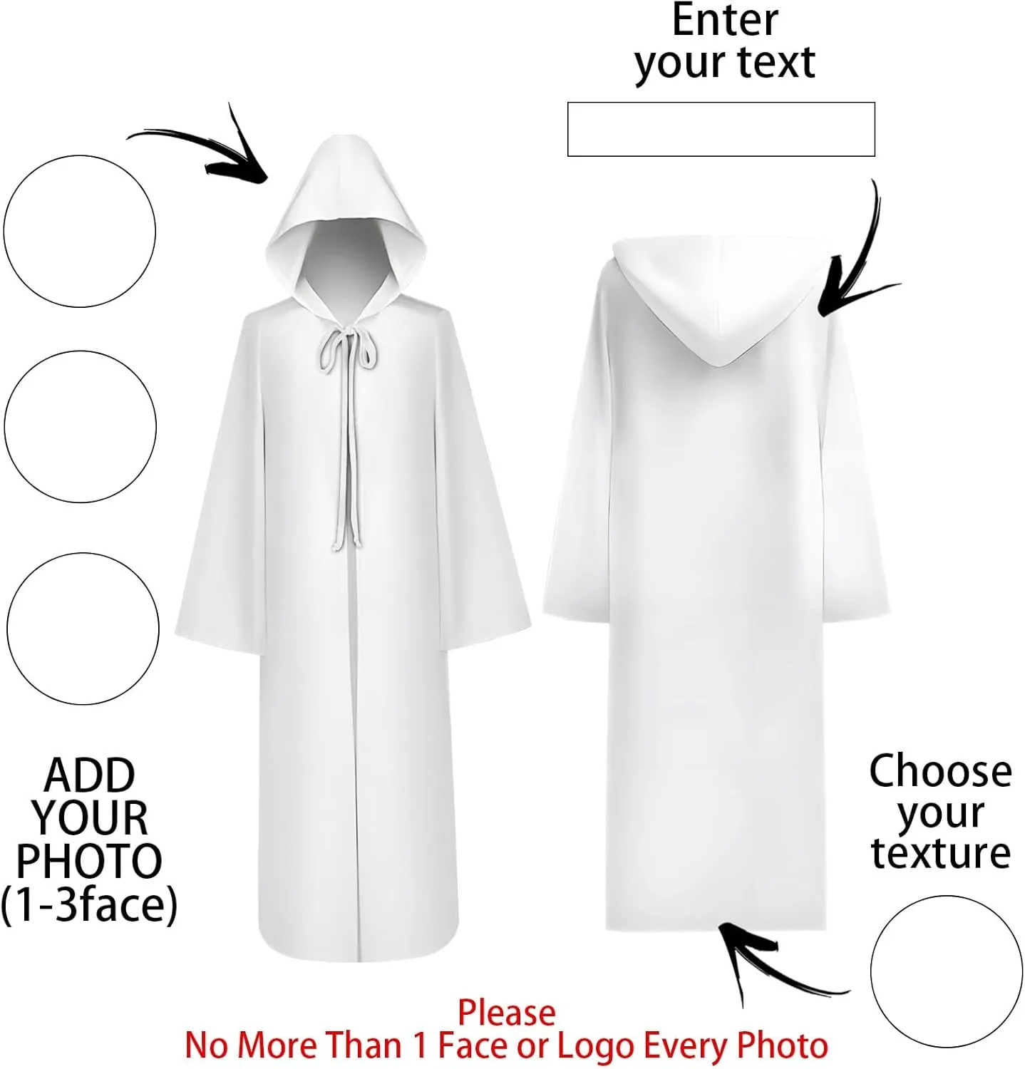 Custom Halloween Vampire Costume,Face Photo Long Vampire Design Your Own Personalized Cosplay Cloak Cape Masquerade Supplies