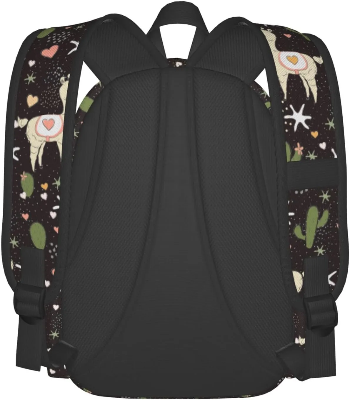 Cute Cactus Llama Laptop Commuter Backpack Shoulder Bag Casual Back Pack Daypack Bags With Side Pockets For Work Travel Daily Use