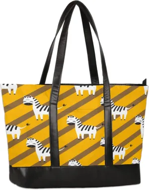 Cute Cartoon Zebras Laptop Tote Bag for Women Lightweight Work Purse with Multiple Compartments Fits 13-15.6 Inch Laptop Tablet Shoulder Bag for Office Travel Daily Use