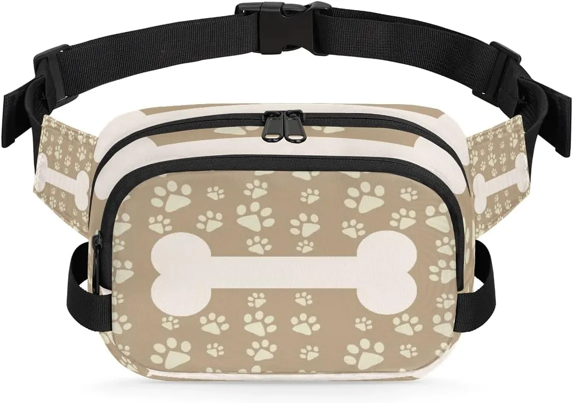 Cute Dog Paw Print Crossbody Bags for Women Trendy Waterproof Fanny Pack with Adjustable Strap Fanny Pack for Travel Shopping Running and Daily Use