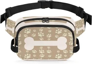 Cute Dog Paw Print Crossbody Bags for Women Trendy Waterproof Fanny Pack with Adjustable Strap Fanny Pack for Travel Shopping Running and Daily Use