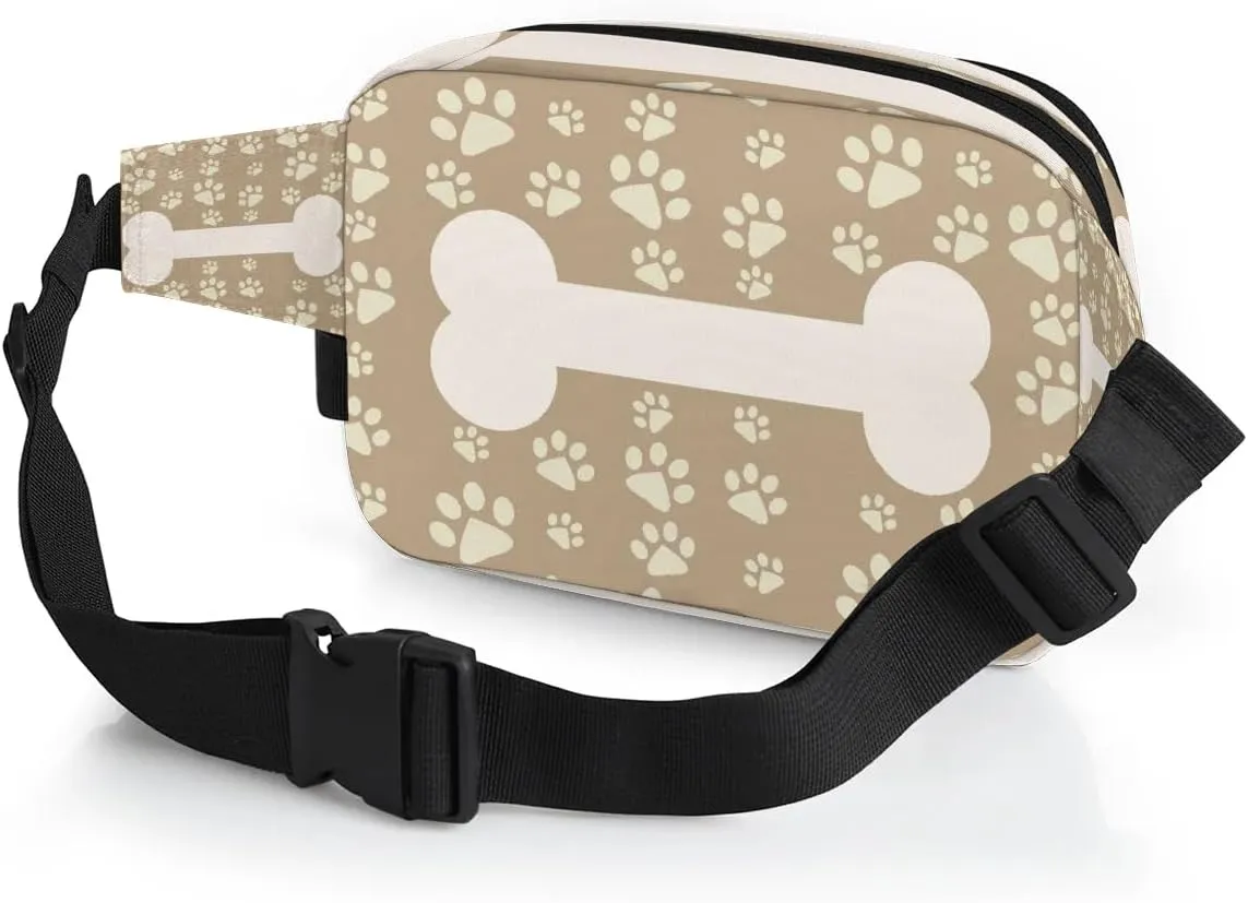 Cute Dog Paw Print Crossbody Bags for Women Trendy Waterproof Fanny Pack with Adjustable Strap Fanny Pack for Travel Shopping Running and Daily Use