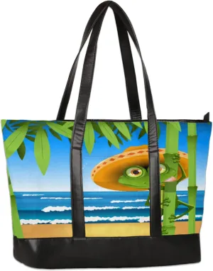 Cute Frogs Sea Laptop Tote Bag for Women Lightweight Work Purse with Multiple Compartments Fits 13-15.6 Inch Laptop Tablet Shoulder Bag for Office Travel Daily Use