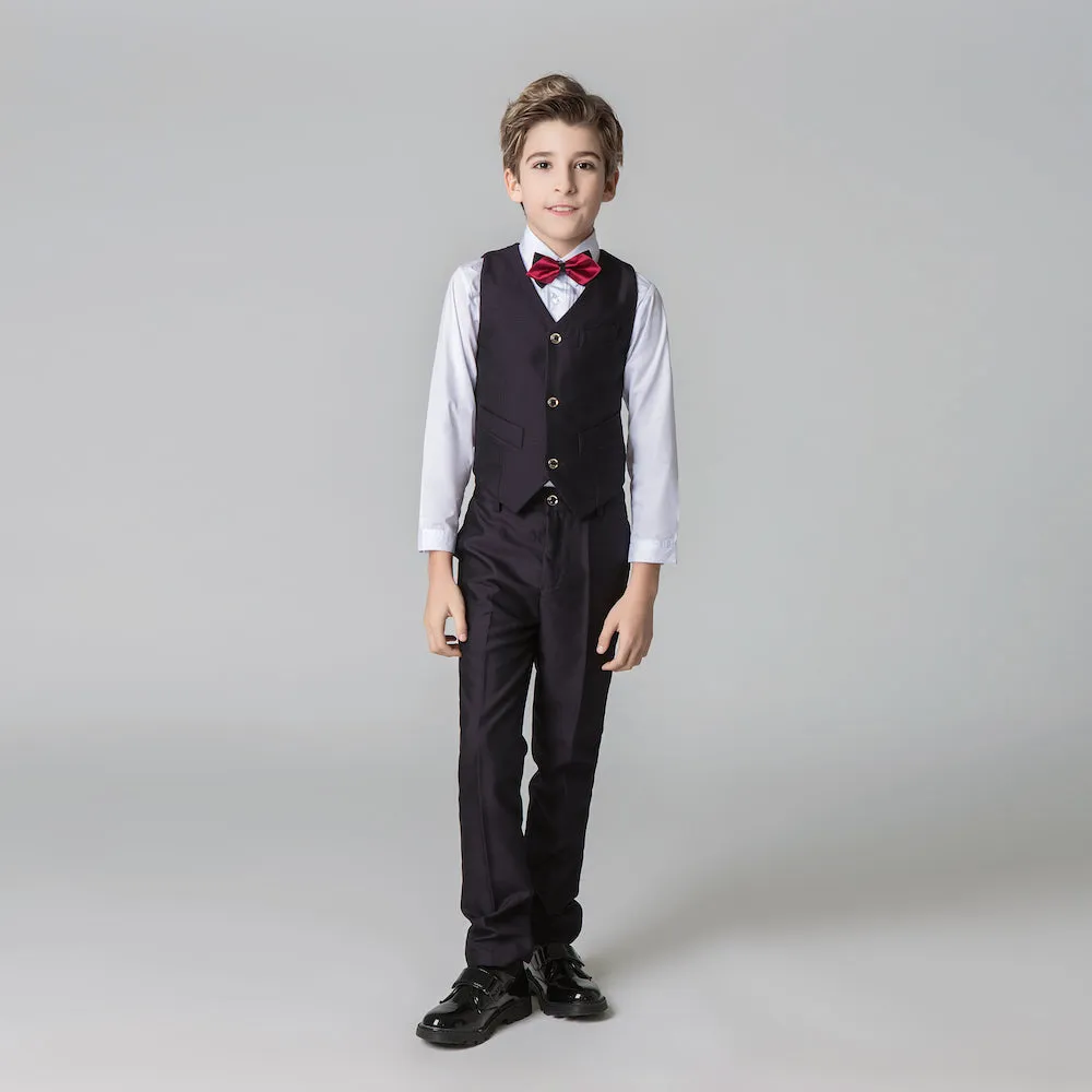Dark Purple Formal Classic 5 Piece Kids Boys Suits
