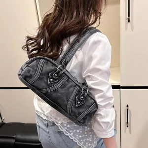 Denim Shoulder Bag for Women, Casual Top Handle Hobo Purse, Vintage Ladies Handbag for Daily Use, Stylish Tote Bag for Travel