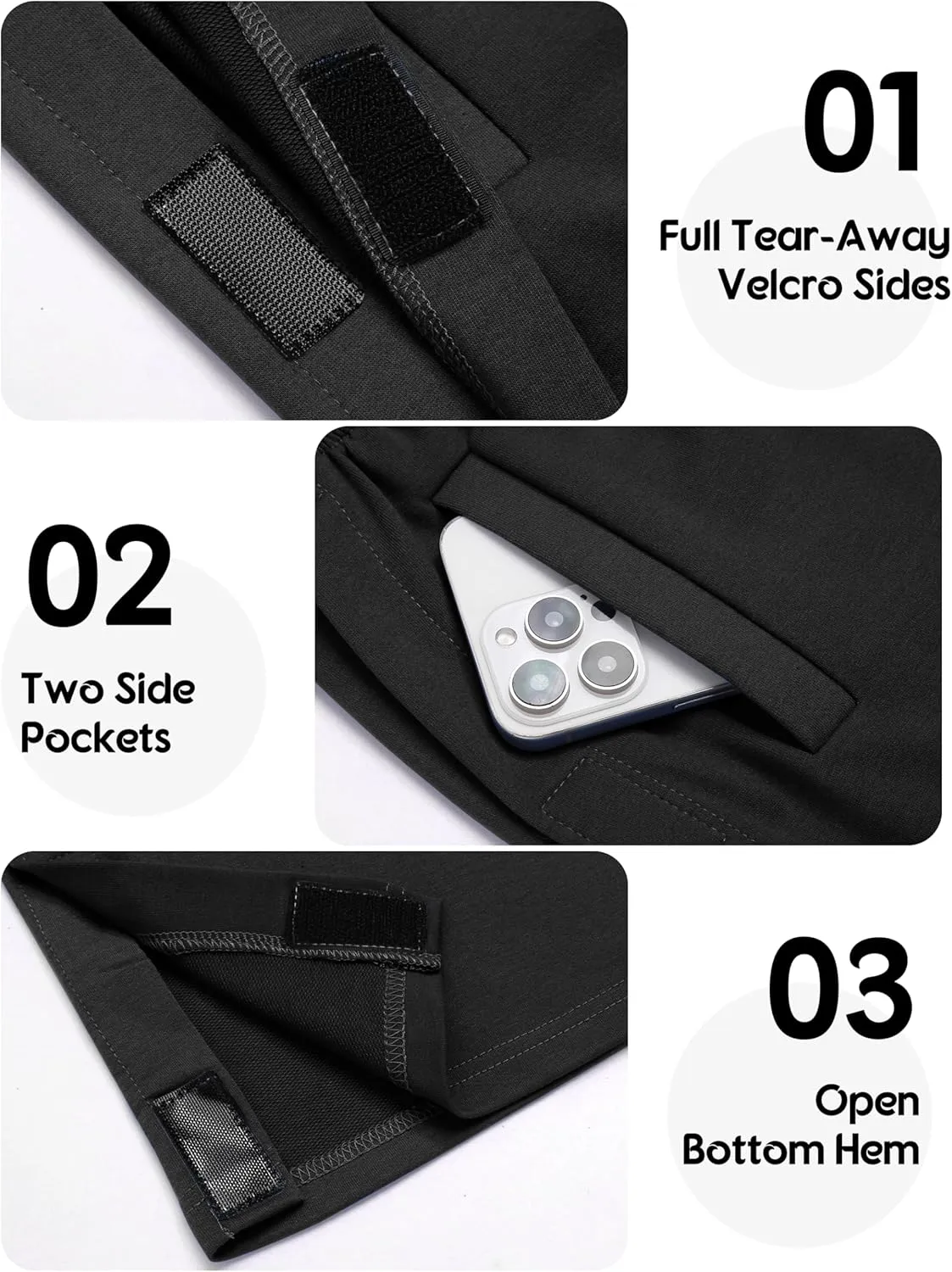 Deyeek Tear Away Pants for Women Side Snap Button Sweatpants Loose Fit Casual Post Surgery Adaptive Clothing with Pockets