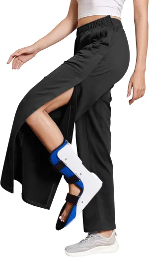 Deyeek Tear Away Pants for Women Side Snap Button Sweatpants Loose Fit Casual Post Surgery Adaptive Clothing with Pockets