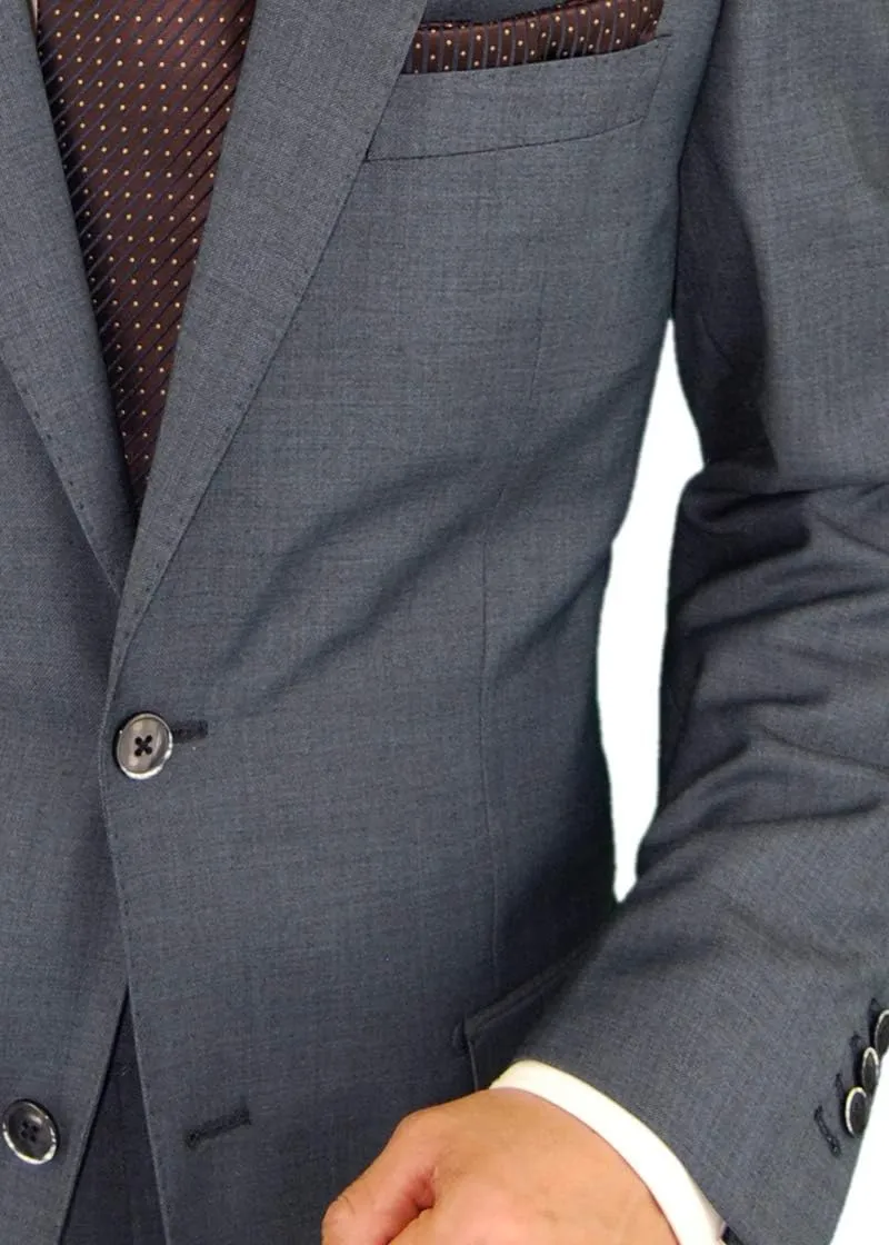 DTI BB Signature Italian Men's Two Button 2 Piece Wool Suit Ticket Pocket Jacket
