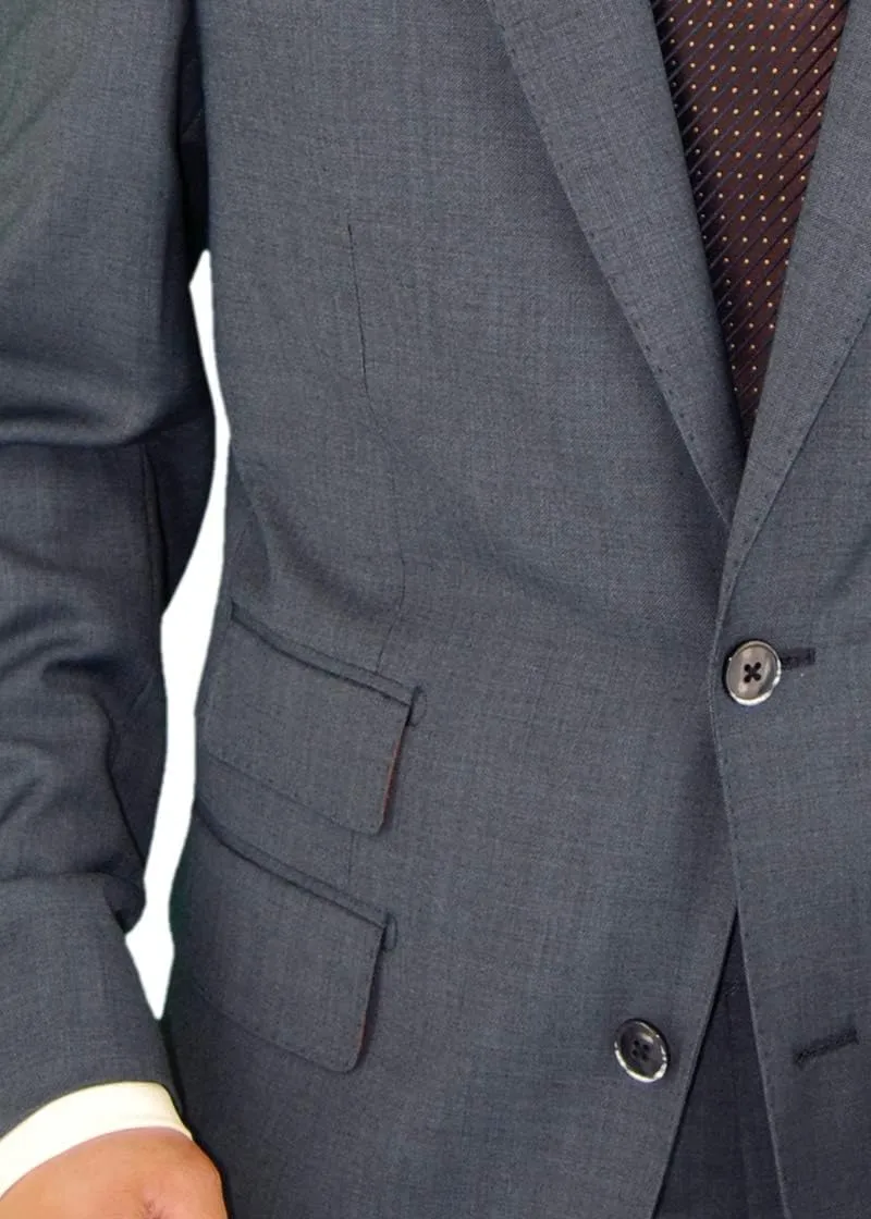 DTI BB Signature Italian Men's Two Button 2 Piece Wool Suit Ticket Pocket Jacket