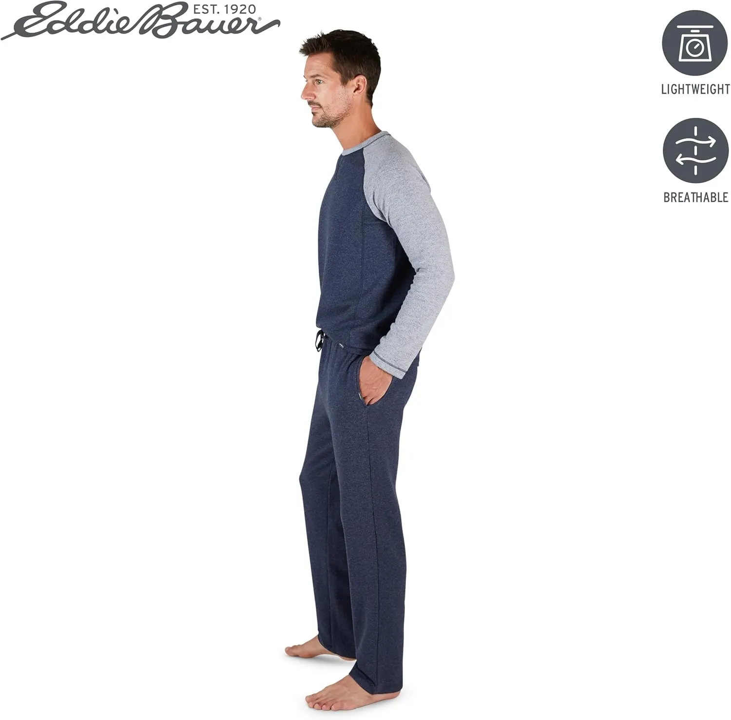 Eddie Bauer Mens Pajama Sets - Long Sleeve Shirt and Pants Sleepwear Set for Men | Ultra Soft and Warm Mens PJ Sets