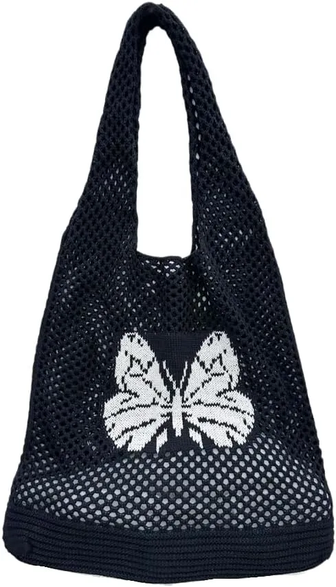 ENBEI Beach Bag Crochet Tote bag for Women,Aesthetic Boho Large Bag,Foldable&Lightweight,Shopping,Beach,Travel,Daily Use