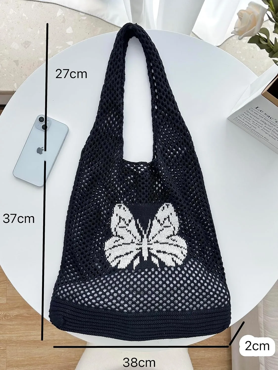 ENBEI Beach Bag Crochet Tote bag for Women,Aesthetic Boho Large Bag,Foldable&Lightweight,Shopping,Beach,Travel,Daily Use
