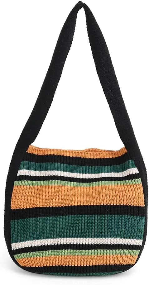 ENBEI Women's Crochet Tote Bag Knit Shoulder bag,Aesthetic Bag,Cute Eco-Friendly Tote for Travel,Daily Use,Gift Box Packaging