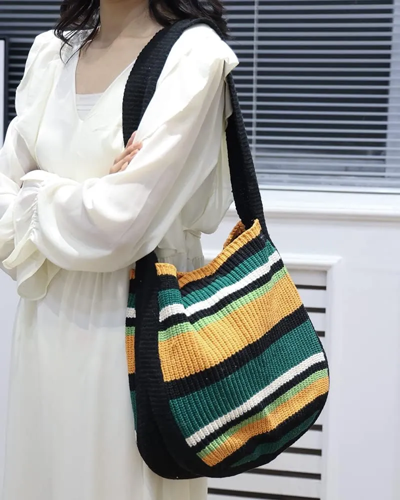 ENBEI Women's Crochet Tote Bag Knit Shoulder bag,Aesthetic Bag,Cute Eco-Friendly Tote for Travel,Daily Use,Gift Box Packaging