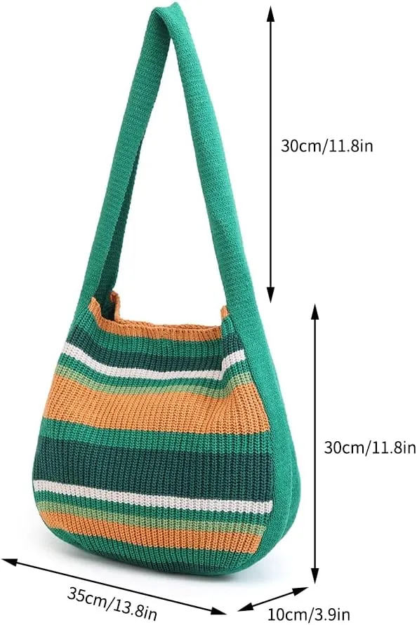 ENBEI Women's Crochet Tote Bag Knit Shoulder bag,Aesthetic Bag,Cute Eco-Friendly Tote for Travel,Daily Use,Gift Box Packaging