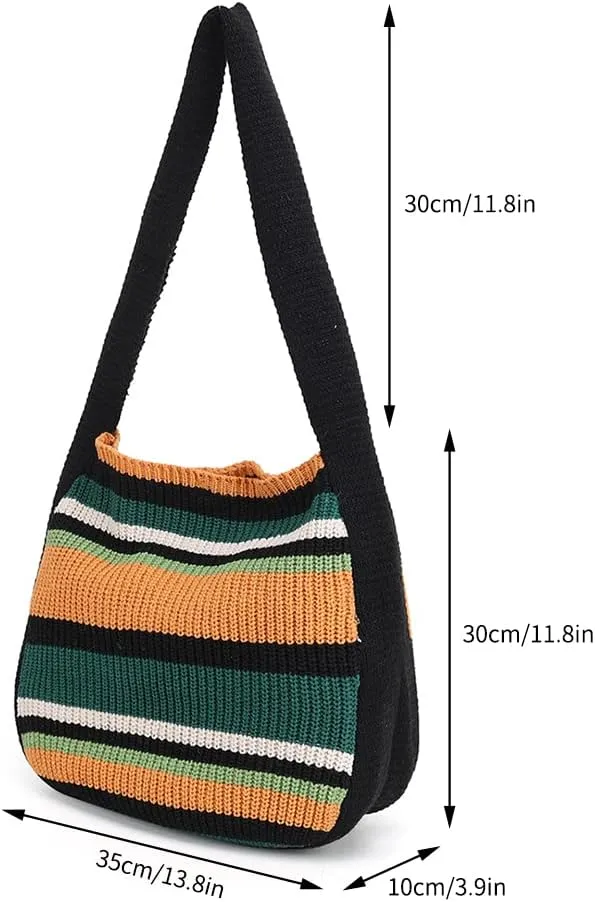 ENBEI Women's Crochet Tote Bag Knit Shoulder bag,Aesthetic Bag,Cute Eco-Friendly Tote for Travel,Daily Use,Gift Box Packaging