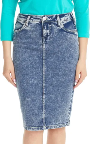 ESTEEZ Women's Slimming Denim Pencil Skirt with Tummy Control Panel  'Miami'