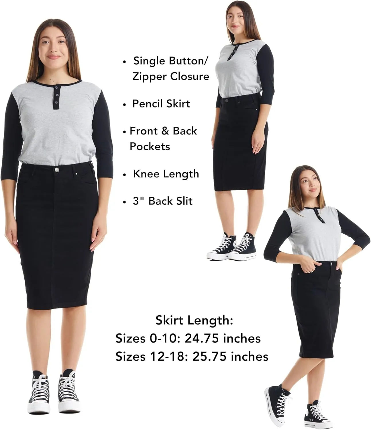 ESTEEZ Women's Slimming Denim Pencil Skirt with Tummy Control Panel  'Miami'
