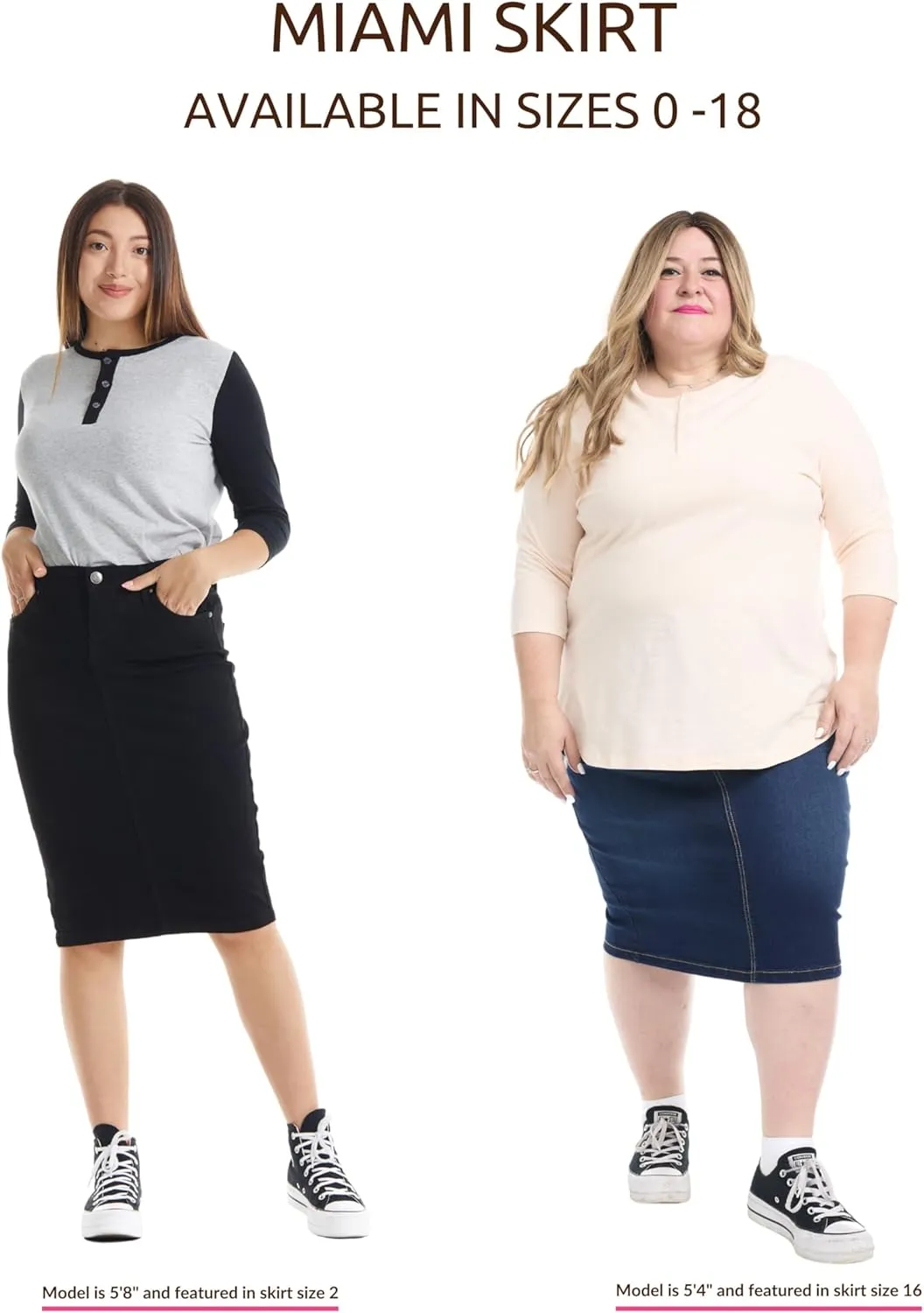 ESTEEZ Women's Slimming Denim Pencil Skirt with Tummy Control Panel  'Miami'