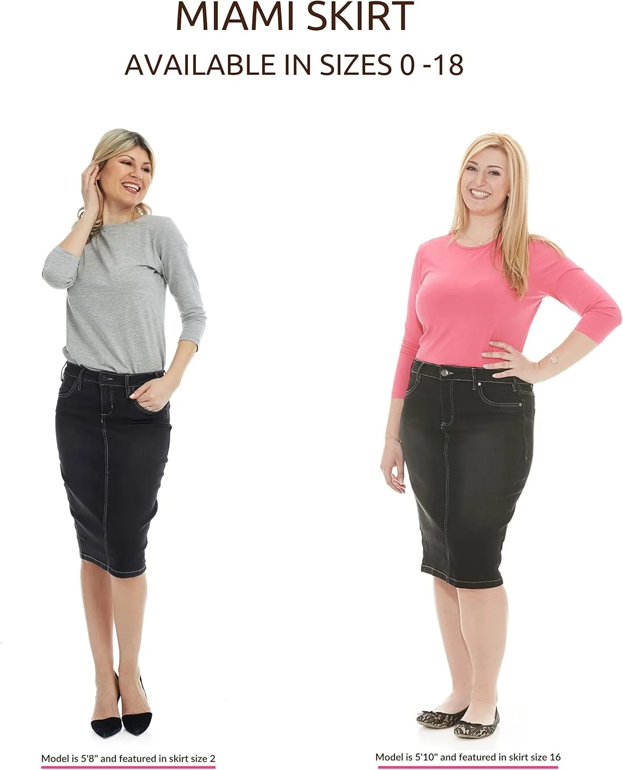 ESTEEZ Women's Slimming Denim Pencil Skirt with Tummy Control Panel  'Miami'