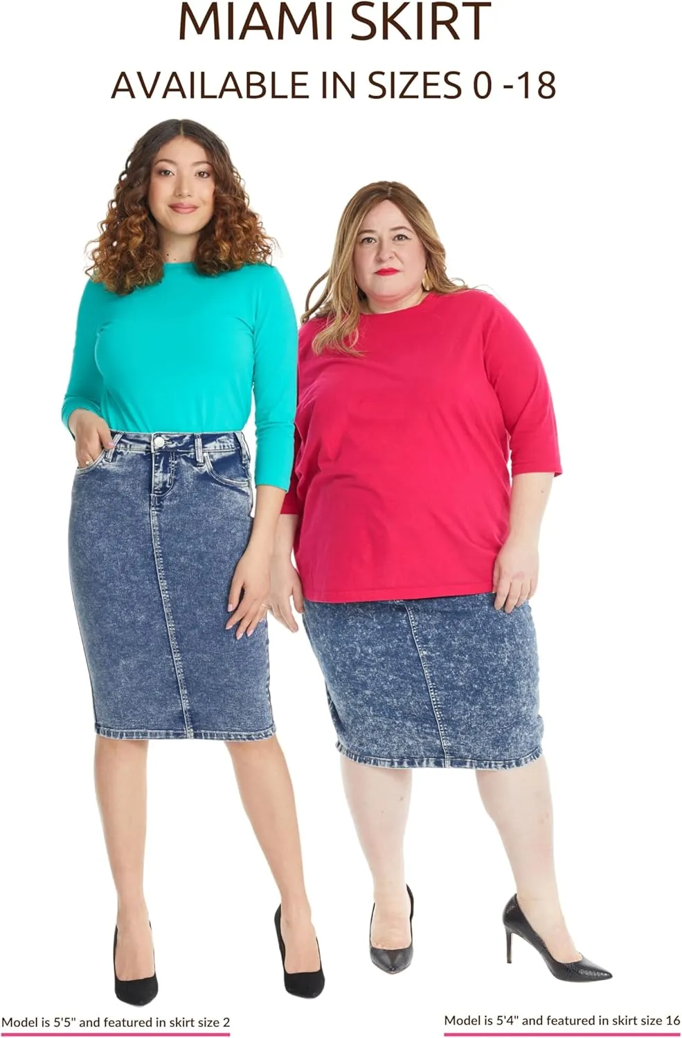 ESTEEZ Women's Slimming Denim Pencil Skirt with Tummy Control Panel  'Miami'