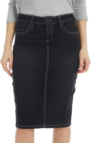 ESTEEZ Women's Slimming Denim Pencil Skirt with Tummy Control Panel  'Miami'