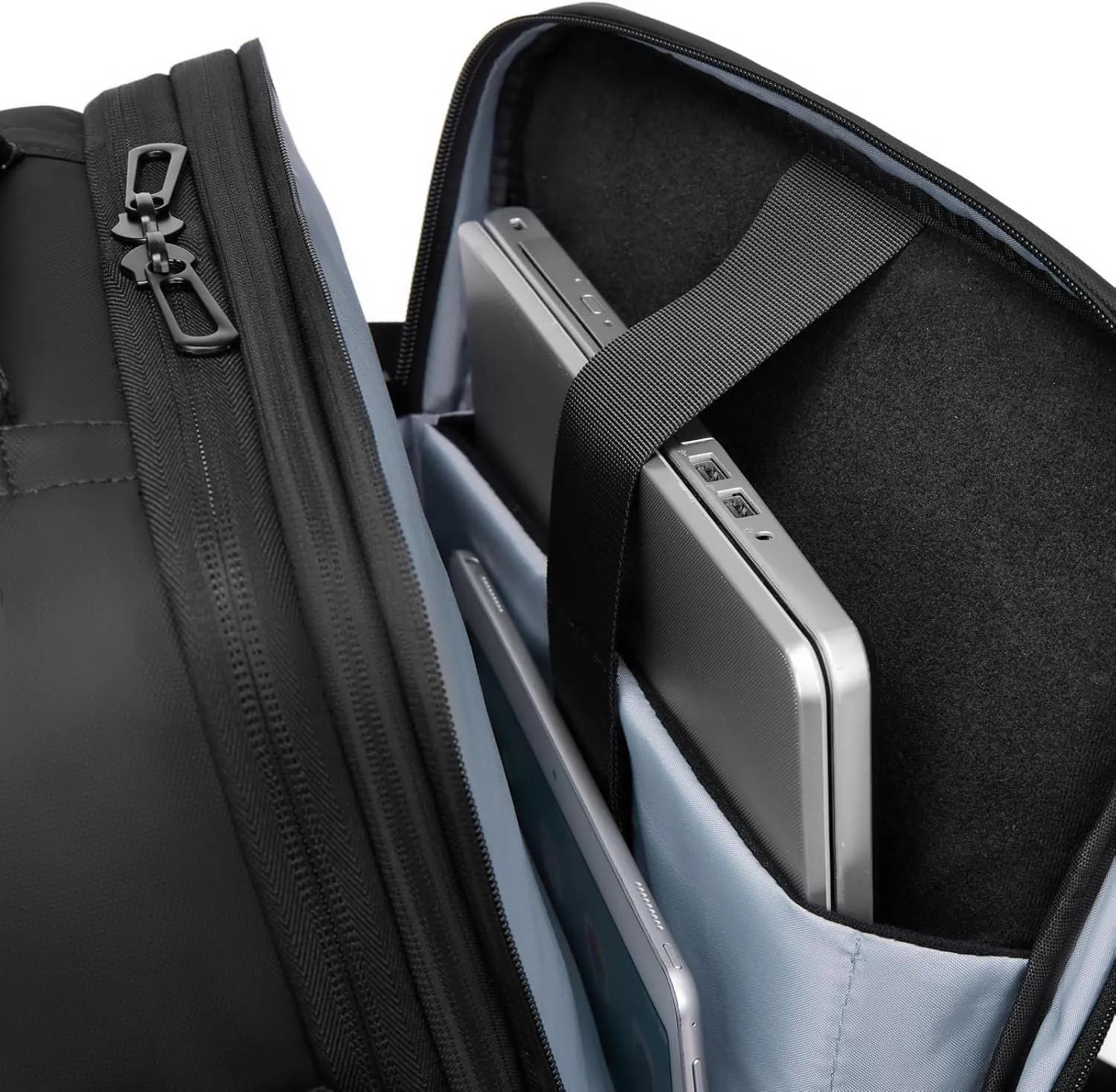Expandable Travel Backpack for Men, Water-Resistant Business Backpack with USB Charging Port, Airline Approved Laptop Backpack, 45L Capacity, Fits 17.3" Laptop, for Work, Travel & Daily Use