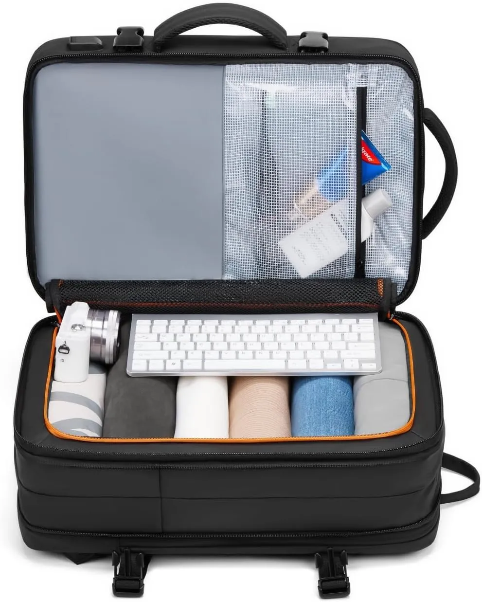Expandable Travel Backpack for Men, Water-Resistant Business Backpack with USB Charging Port, Airline Approved Laptop Backpack, 45L Capacity, Fits 17.3" Laptop, for Work, Travel & Daily Use