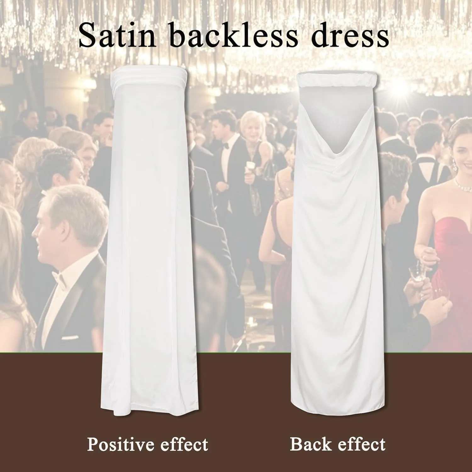 FAHMES Satin Silk White Tube Tops Maxi Dress for Holiday Dresses, Strapless Long Party Dresses Formal Wedding Guest