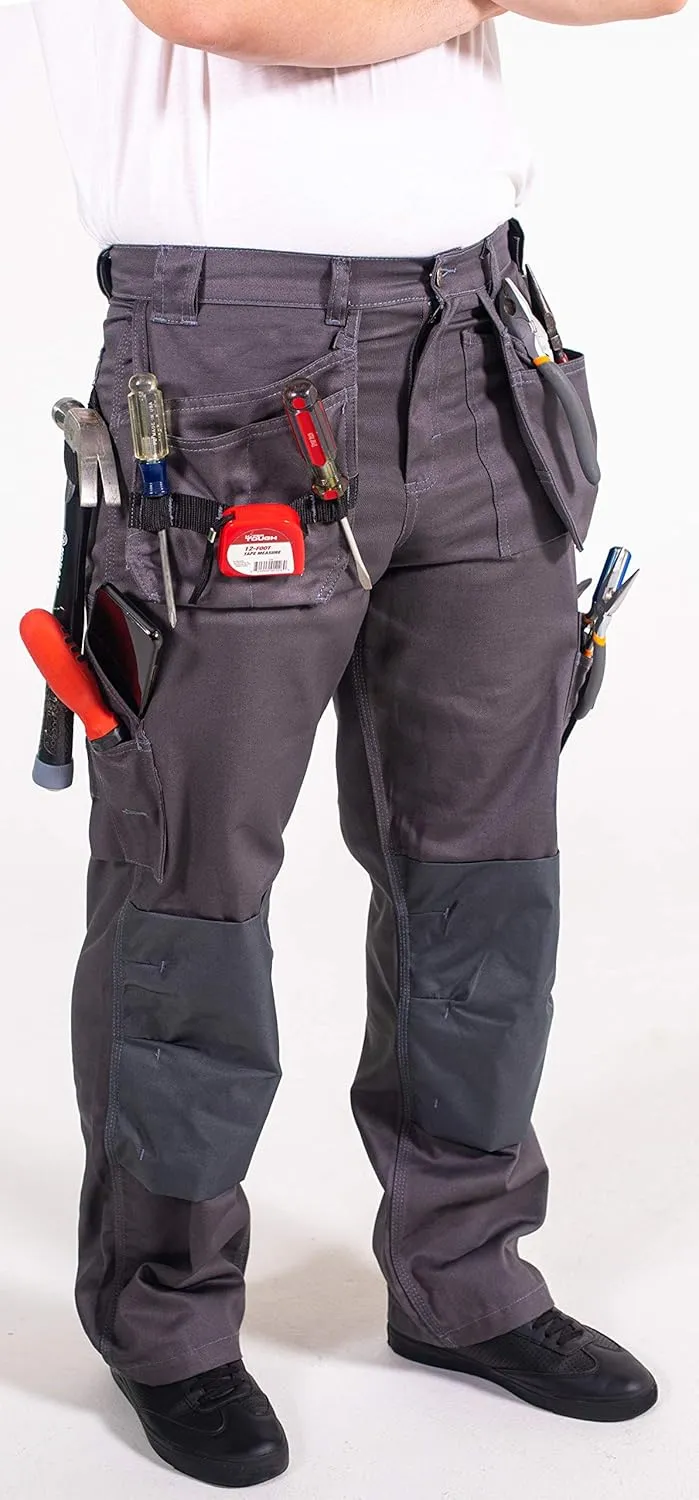 FASHIO FF Men's Work Casual Tactical Trouser with Holster Pockets Cordura Reinforced Pockets Heavy Duty Workwear Pants