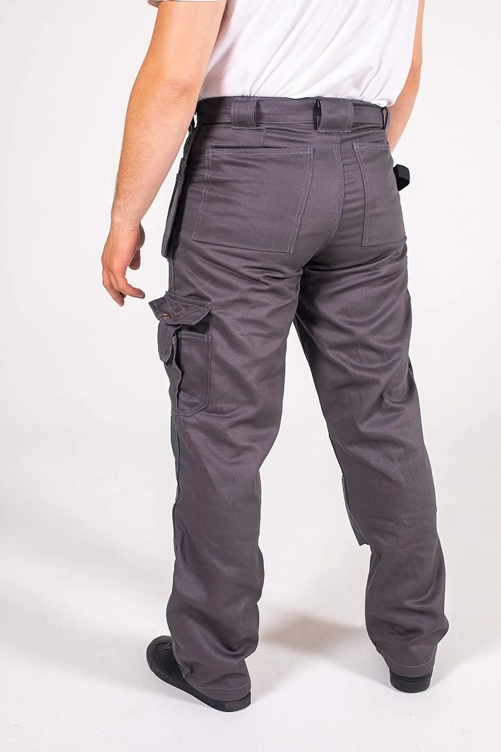 FASHIO FF Men's Work Casual Tactical Trouser with Holster Pockets Cordura Reinforced Pockets Heavy Duty Workwear Pants