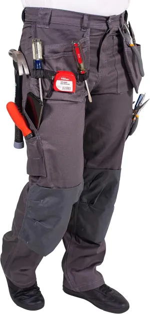 FASHIO FF Men's Work Casual Tactical Trouser with Holster Pockets Cordura Reinforced Pockets Heavy Duty Workwear Pants