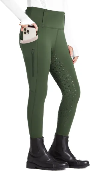 FitsT4 Sports Girls Riding Pants Full Seat High Waist Kids Equestrian Breeches Horse Schooling Tights Zipper Pockets