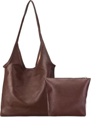 Foldable Slouchy Hobo Shoulder Bag for Women Ultra Soft Genuine Leather Top Handle Handbag with Coin Purse for Daily Use