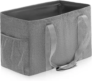 Foldable Tote Bag Large Capacity Reusable Shopping Bag with Reinforced Handles for Grocery Travel and Daily Use Portable Design with Inner Zipper Pocket and Mesh Pockets