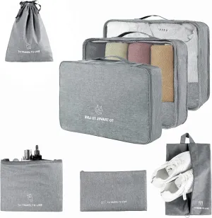 FOREMS 7 Set Packing Cubes Travel Luggage Organizers With Laundry Bag,Shoe Bag And Toitetrybag,Lightweight Luggage For Carry On Suitcase