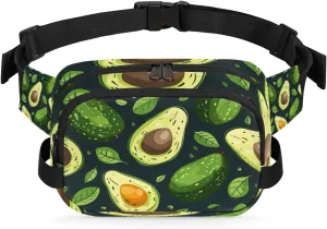 Fruits Avocado Crossbody Bags for Women Trendy Waterproof Fanny Pack with Adjustable Strap Fanny Pack for Travel Shopping Running and Daily Use