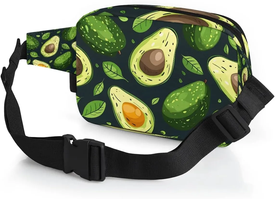 Fruits Avocado Crossbody Bags for Women Trendy Waterproof Fanny Pack with Adjustable Strap Fanny Pack for Travel Shopping Running and Daily Use