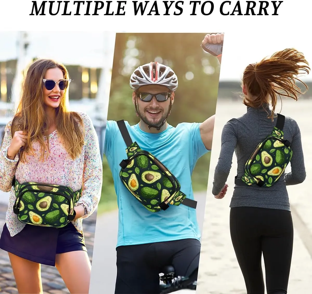 Fruits Avocado Crossbody Bags for Women Trendy Waterproof Fanny Pack with Adjustable Strap Fanny Pack for Travel Shopping Running and Daily Use