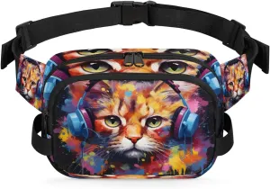 Funny Cat Crossbody Bags for Women Trendy Waterproof Fanny Pack with Adjustable Strap Fanny Pack for Travel Shopping Running and Daily Use